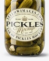 Glass Jar with Wholes Dill Pickles and Garlic Mockup