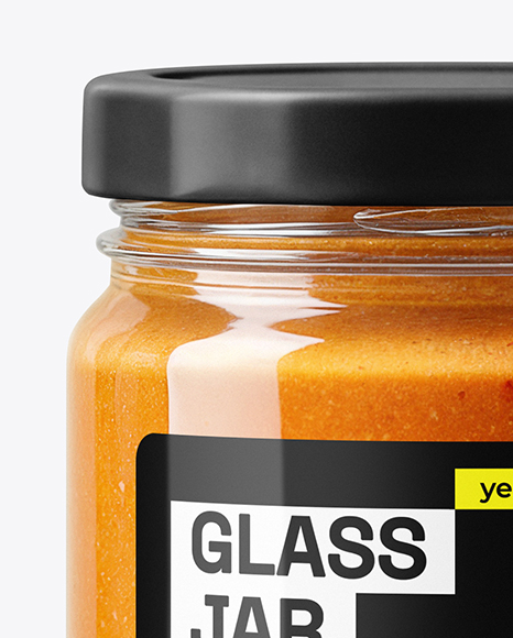 Clear Glass Jar with Lobster Bisque Mockup