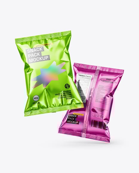 Metallic Snack Bags Mockup