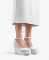 Woman Wearing Dress and Wedge Heels Mockup