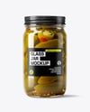 Glass Jar with Pickled Jalapenos Mockup