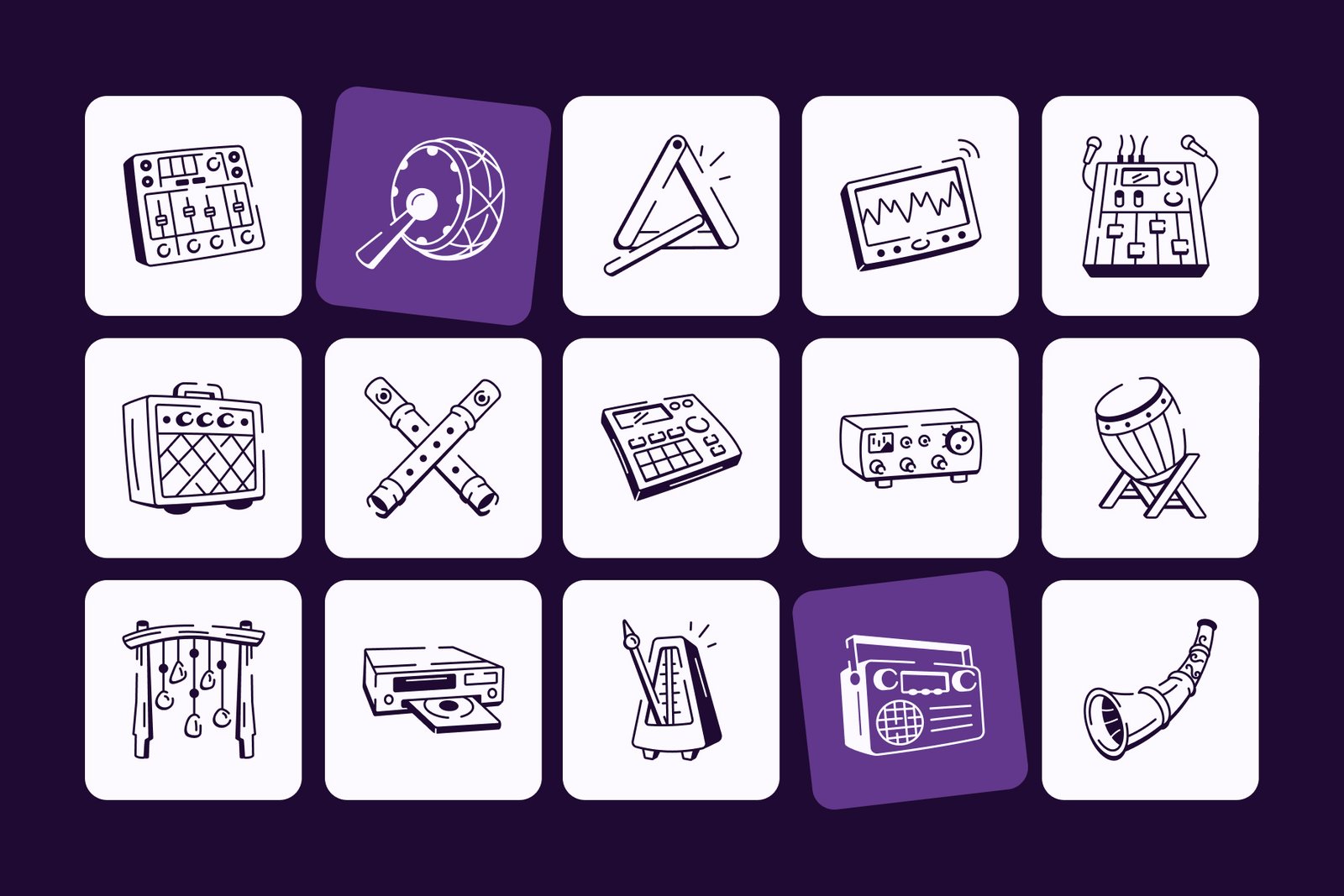 Music Doodle Icon Set