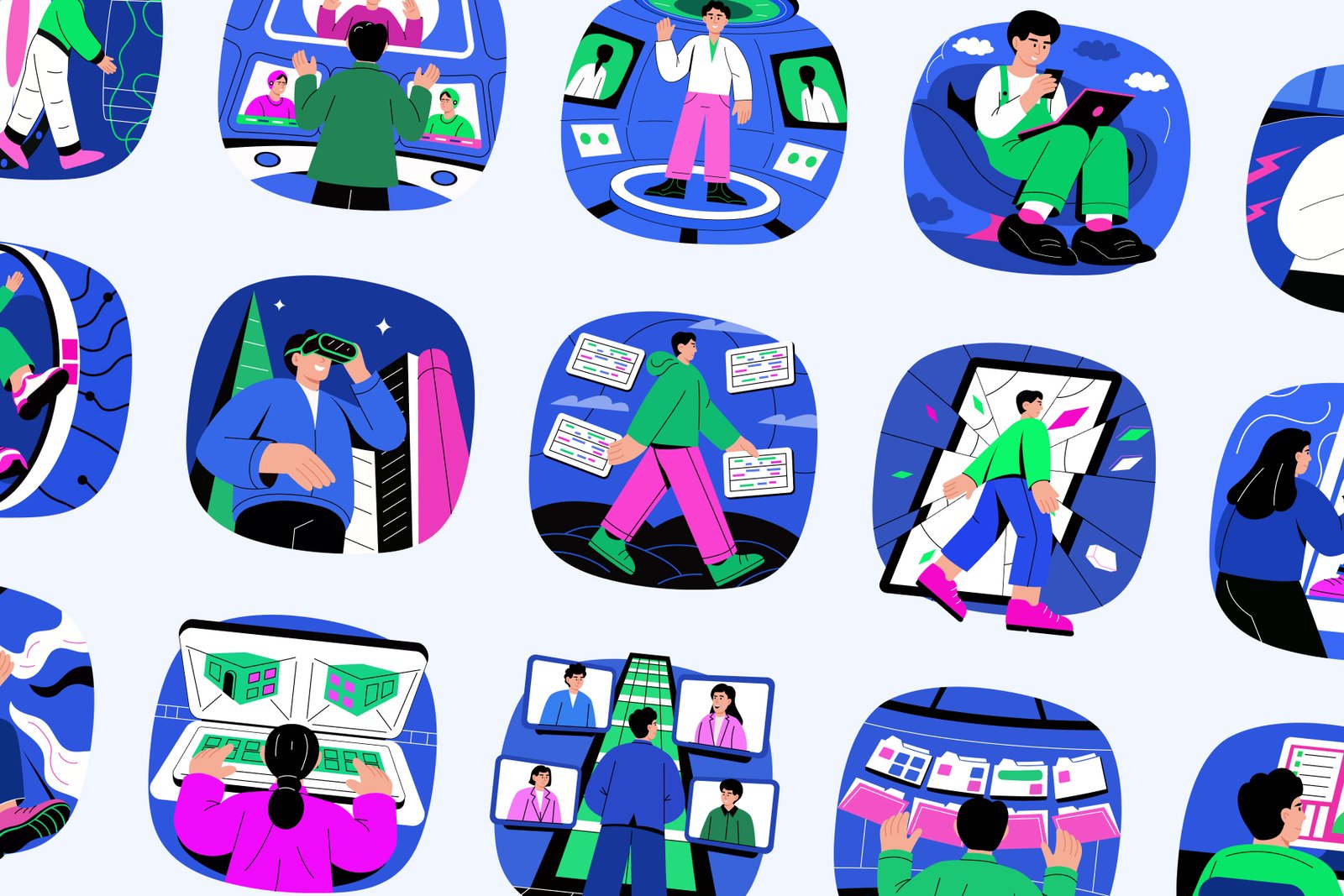 Metaverse Technology Illustration Set