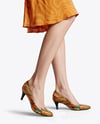 Pair of Pumps on Woman's Legs with Dress Mockup