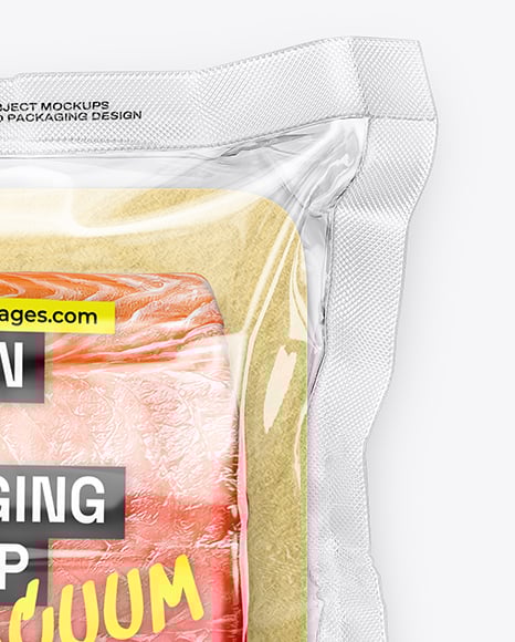 Clear Plastic Flow-Pack with Salmon Fish Fillet Mockup