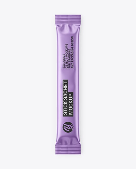 Matte Metallic Stick Sachet Mockup - Stick pack mockup