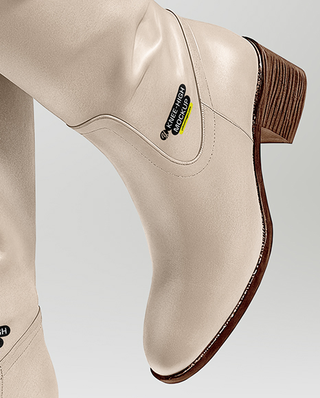 Pair of High-Knee Boots on Women's Legs with Dress Mockup