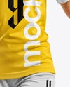Female Soccer Player Wearing Jersey and Shorts Mockup