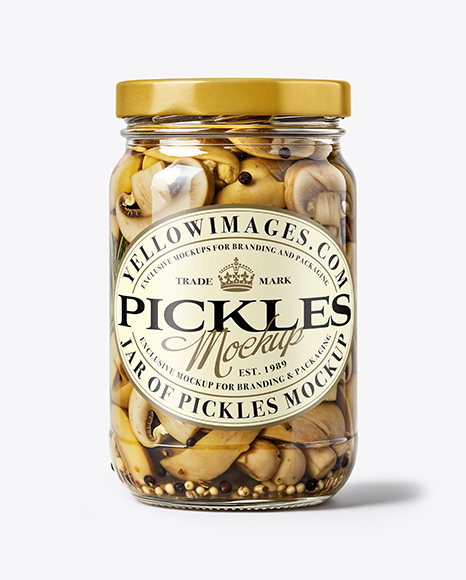 Clear Glass Jar with Sliced ​​Champignons Mockup