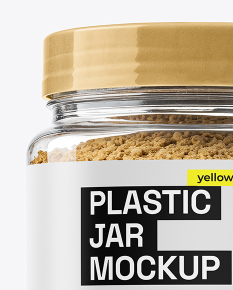 Clear Plastic Jar with Asafoetida Spice Mockup