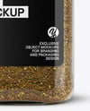 Square Plastic Jar with Za'atar Spice Mockup