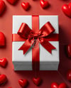 Gift Box with Red Hearts Mockup