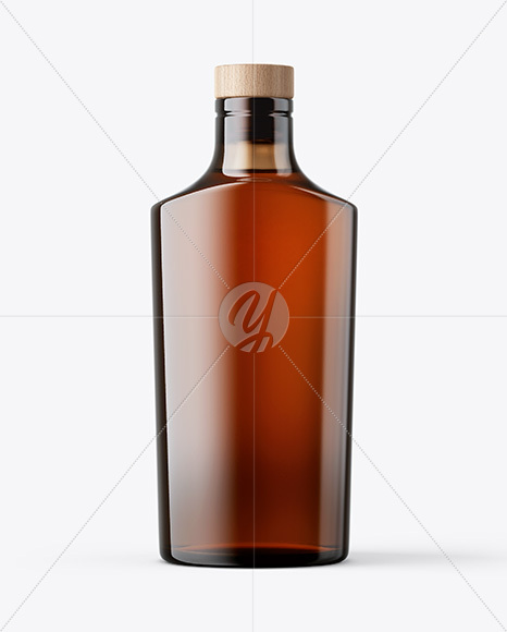 Amber Glass Bottle with Wooden Cap Mockup