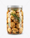 Glass Jar with Pickled Champignons Mockup