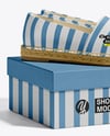 Pair of Women's Espadrilles with Shoe Box Mockup