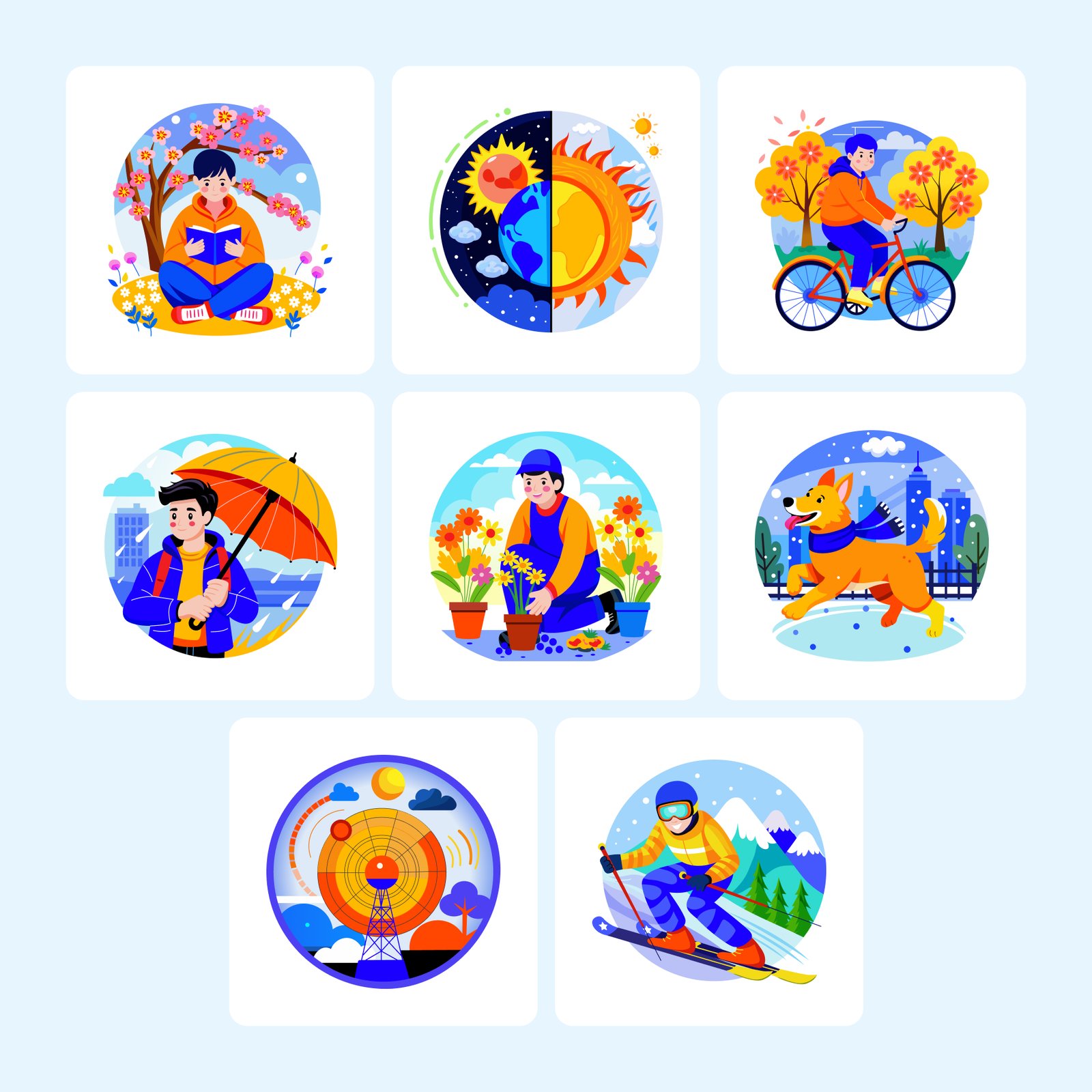 Winter and Seasons Illustrations Set