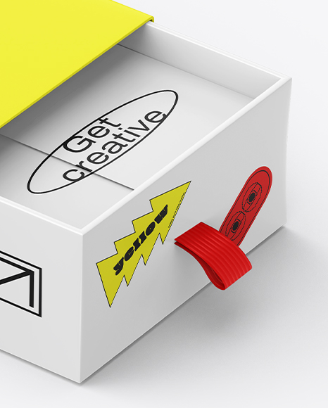 Slide Box Mockup – Half Side View