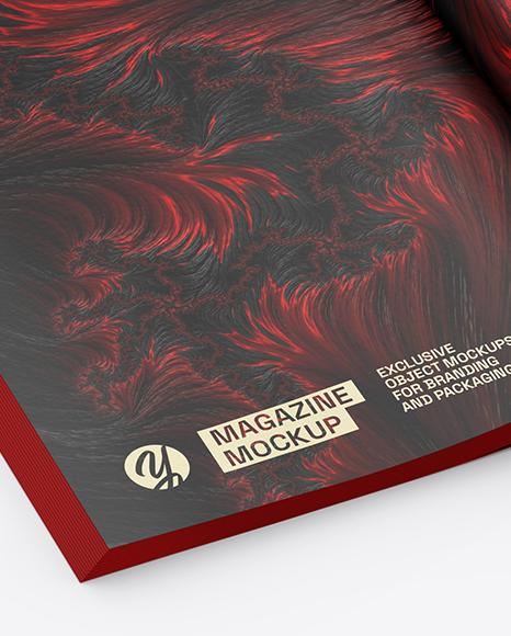 Opened Magazine Mockup - Half Side View
