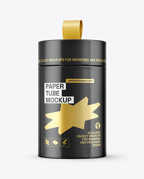 Glossy Paper Tube with Pull Tab Mockup
