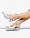 Pair of Slingbacks on Woman's Legs Mockup