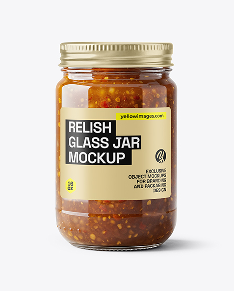 Glass Jar with Sweet Relish Sauce Mockup - Pint glass mockup