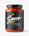Clear Glass Jar with Pizza Sauce Mockup