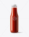 Clear Glass Tomato Ketchup Bottle Mockup