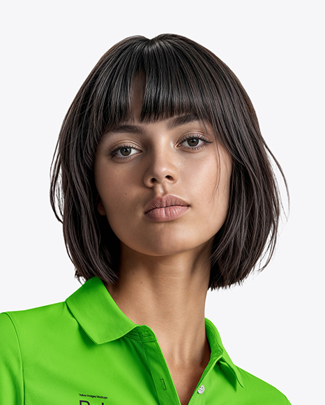 Young Woman Wearing Polo Shirt and Jeans Mockup