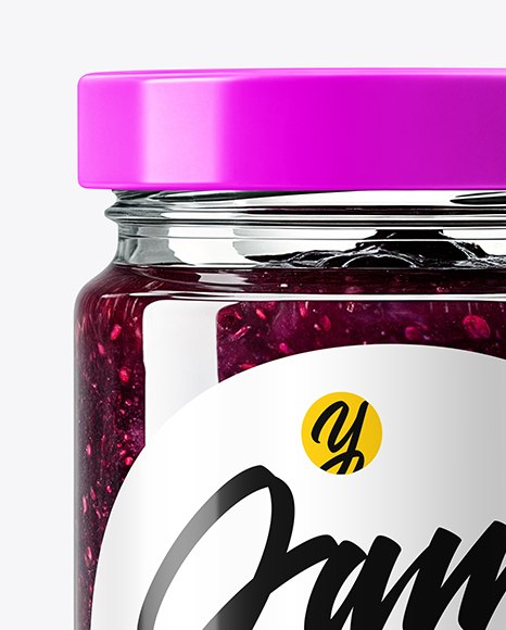 Clear Glass Jar with Black Grape Jam Mockup