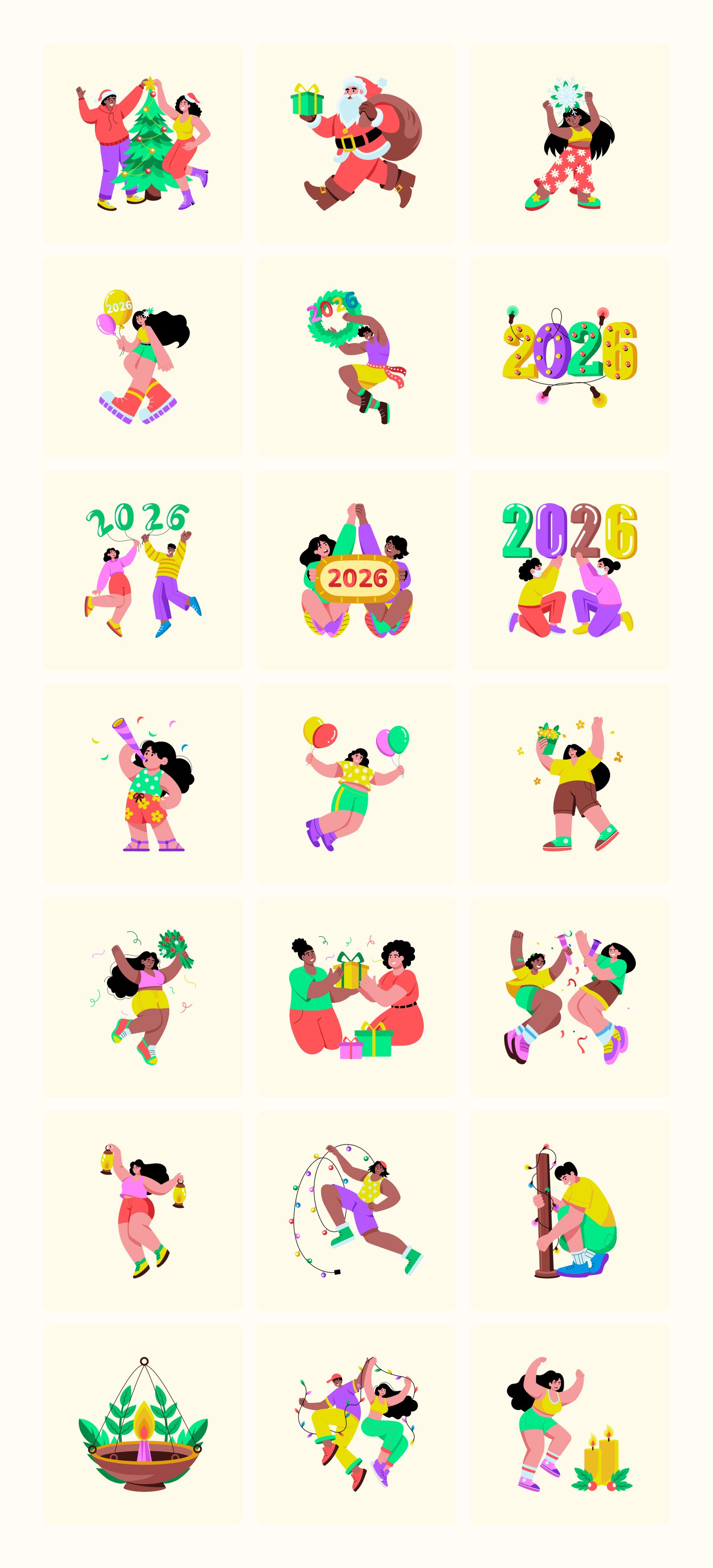 New Year Illustrations Bundle