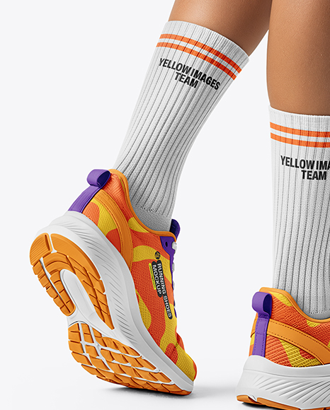 Pair Of Running Shoes Mockup on Women's Legs Mockup