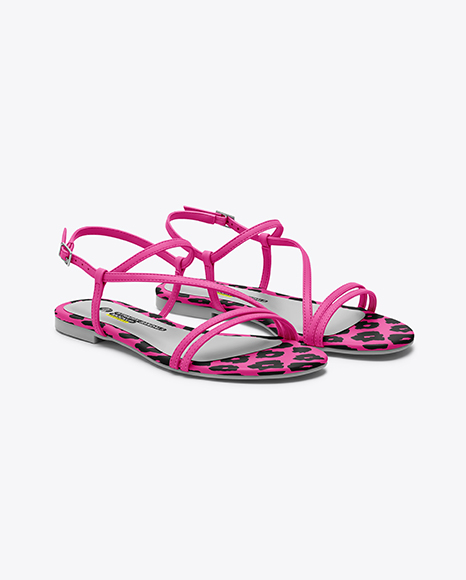 Pair of Women's Strappy Sandals Mockup