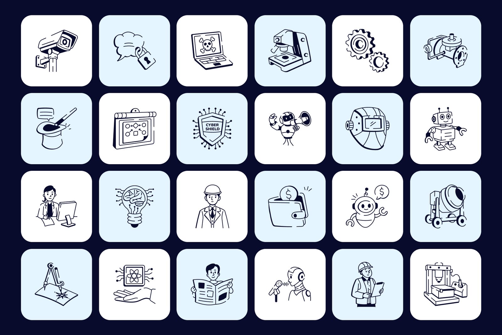 Business and Tech Doodle Icons