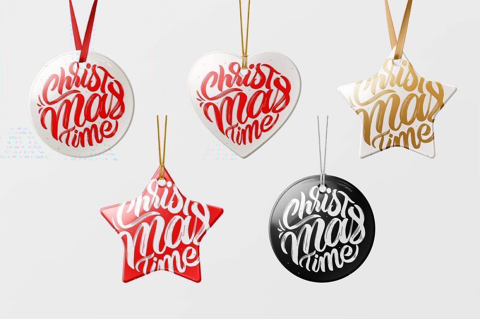 Christmas Ceramic Ornaments Mockup Scene