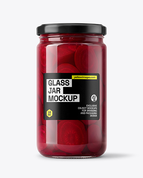 Clear Glass Jar with Pickled Beets Mockup - Mockup shots