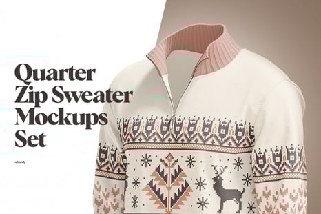 Quarter Zip Sweater Mockups Set - Apparel Mockups
