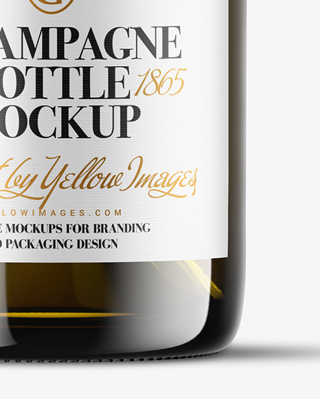 Antique Green Glass Champagne Bottle Mockup