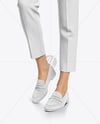 Pair of Suede Loafers on Woman's Legs Mockup