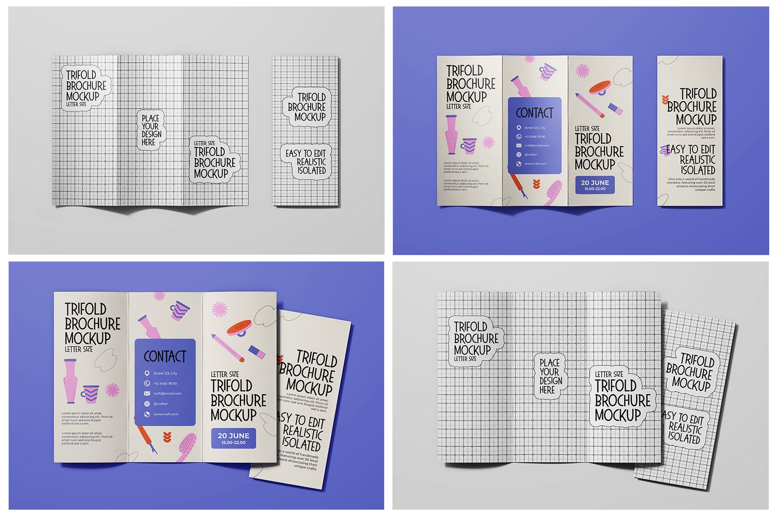 Trifold Brochure Mockup Set