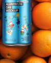 12oz Drink Can on a Stack of Oranges Mockup