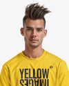 Young Man with Tattoo Wearing T-shirt and Ripped Jeans Mockup