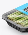 Plastic Tray with Asparagus Mockup