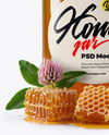 Clear Glass Jar with Clover Honey Mockup