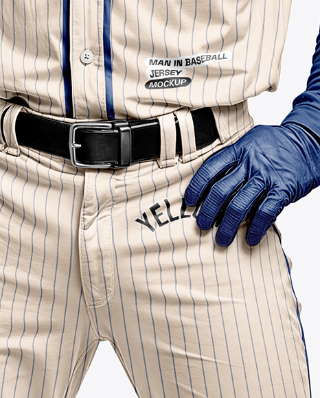 Black Man Wearing a Full Baseball Kit with Bat Mockup