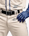 Black Man Wearing a Full Baseball Kit with Bat Mockup