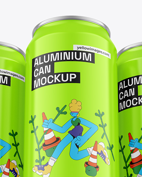 Three Glossy Cans Mockup