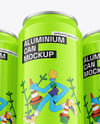 Three Glossy Cans Mockup