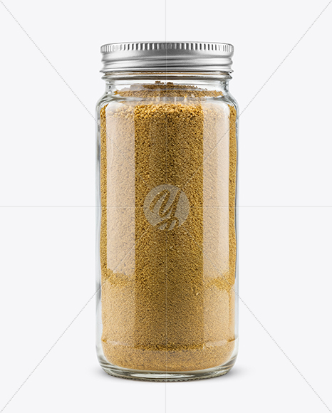 Glass Jar with Asafoetida Spice Mockup