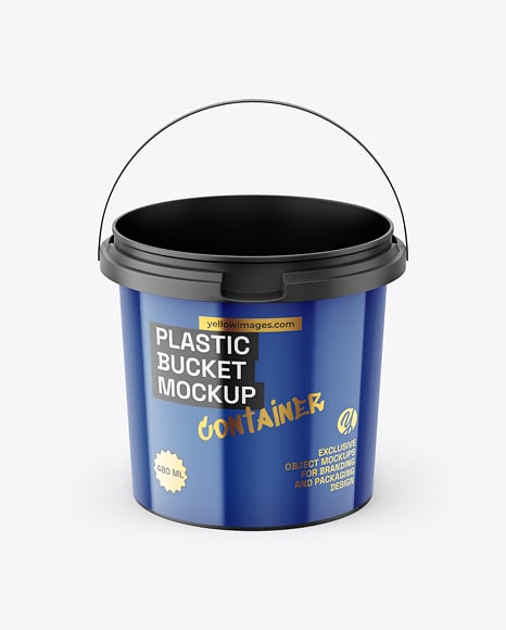 Matte Plastic Bucket with Handle Mockup