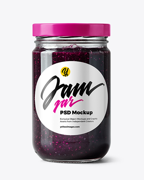 Clear Glass Jar with Blueberry Jam Mockup - Glass can mockup